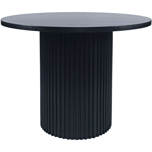 Auden 48" Round Fluted Counter Pedestal Dining Table in Black Wood